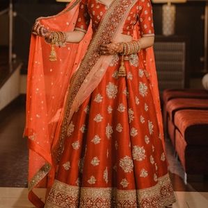Red Zardosi Indian Bridal Lengha